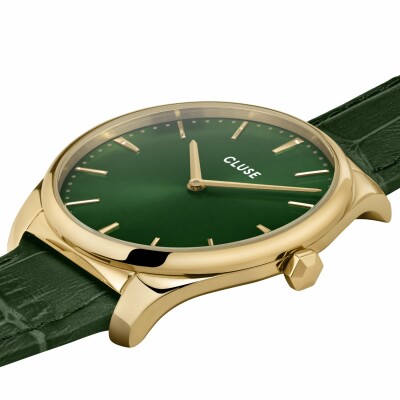 Montre Cluse Féroce Leather, Gold, Forest Green/Forest Green Croco