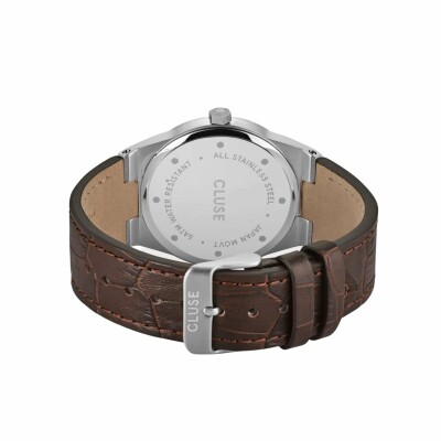 Montre Cluse Vigoureux 40 Leather, Silver, Dark Blue/Dark Brown Croco