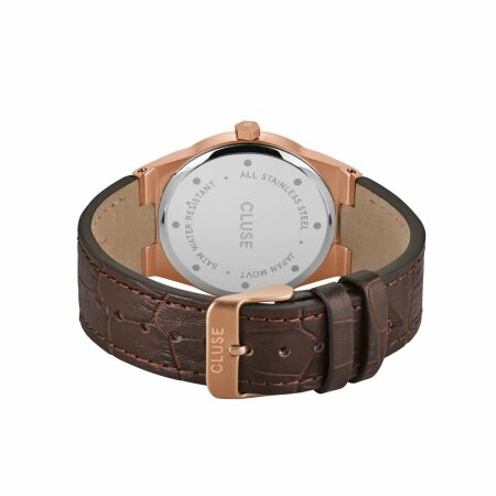 Montre Cluse Vigoureux 40 Leather, Rose Gold, Dark Blue/Dark Brown Croco