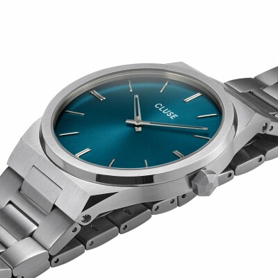 Montre Cluse Vigoureux 40 H-Link, Silver, Petrol Blue/Silver