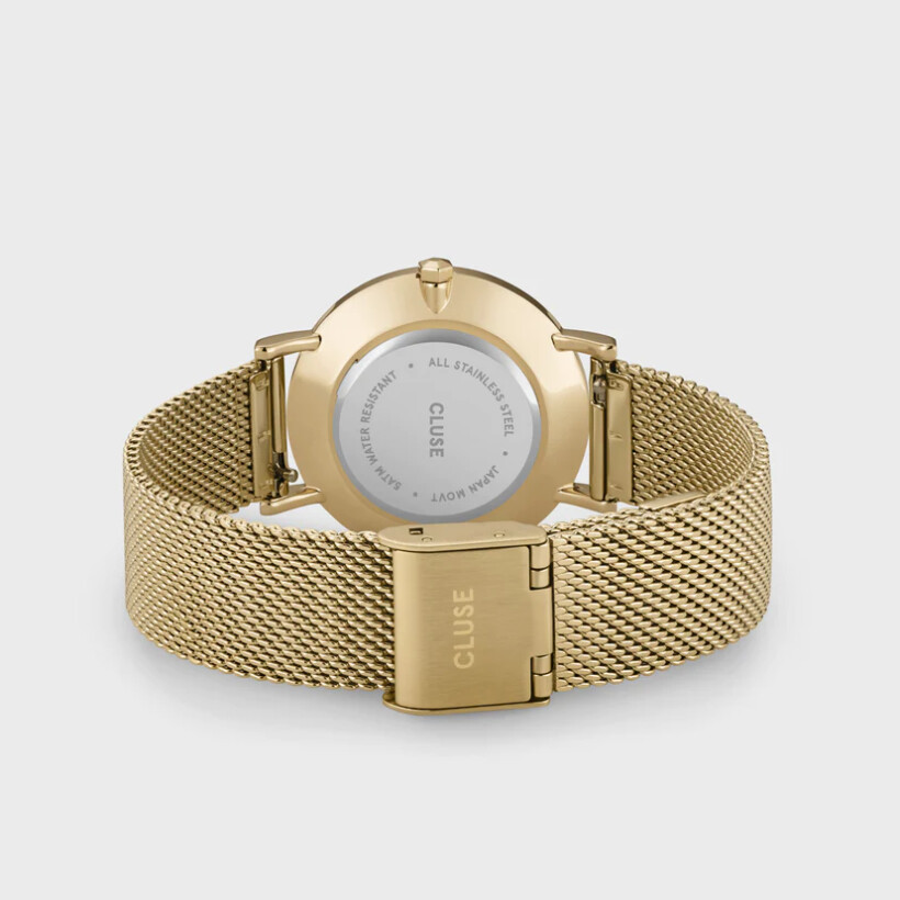 Montre Cluse Minuit Mesh Crystals, Full Gold