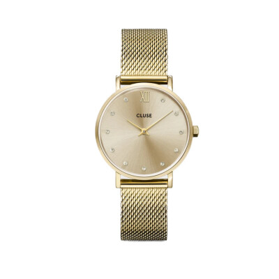 Montre Cluse Minuit Mesh Crystals, Full Gold