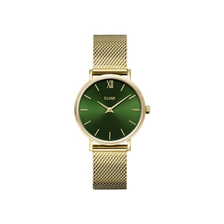 Montre Cluse Minuit Mesh, Green, Gold Colour