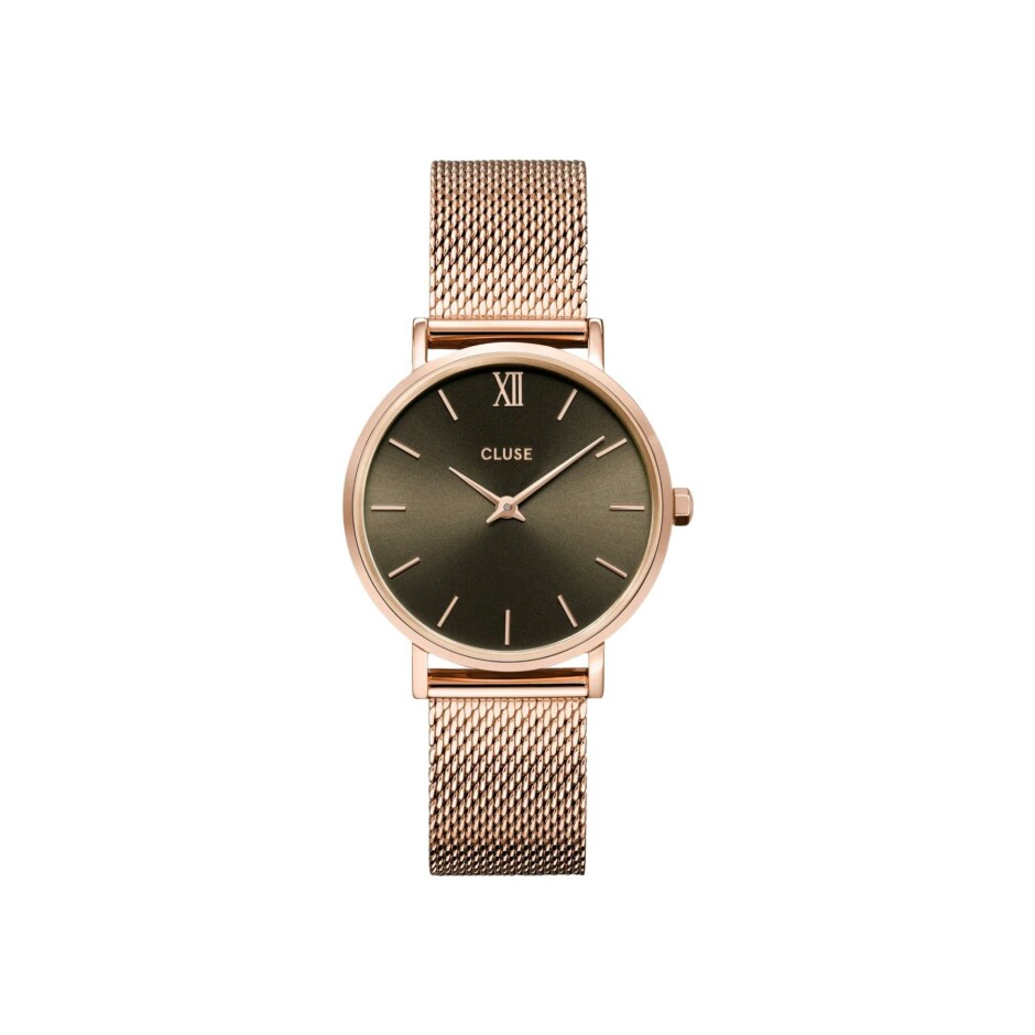 Montre Cluse Minuit Mesh, Grey, Rose Gold Colour