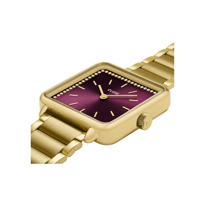 Montre Cluse La Tétragone La Tétragone Watch Steel, Wine stones, Gold Colour
