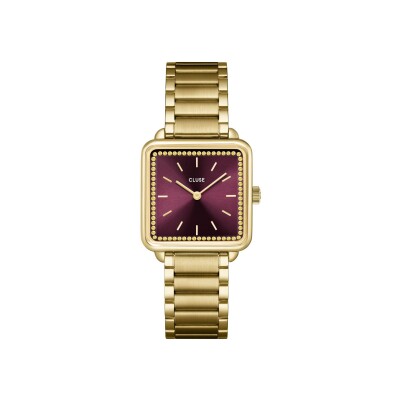 Montre Cluse La Tétragone La Tétragone Watch Steel, Wine stones, Gold Colour