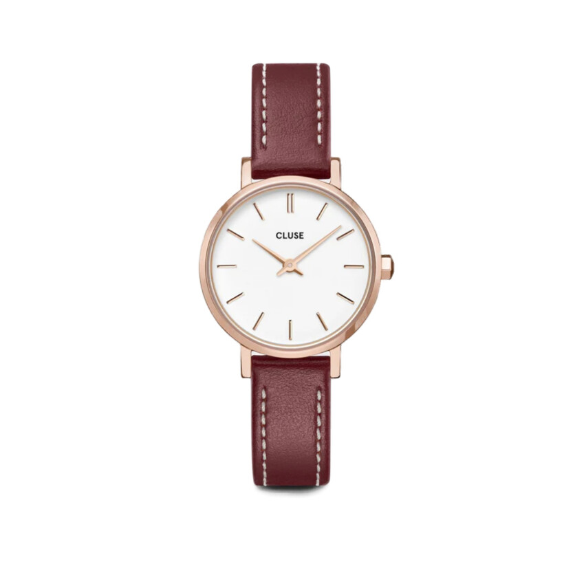 Montre Cluse Boho Chic Petite Leather Dark Red, Rose Gold