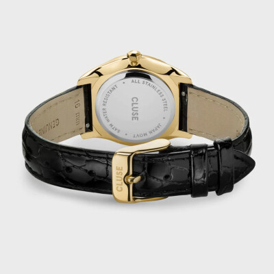 Montre Cluse Féroce Petite Petite Leather Black Alligator, Gold