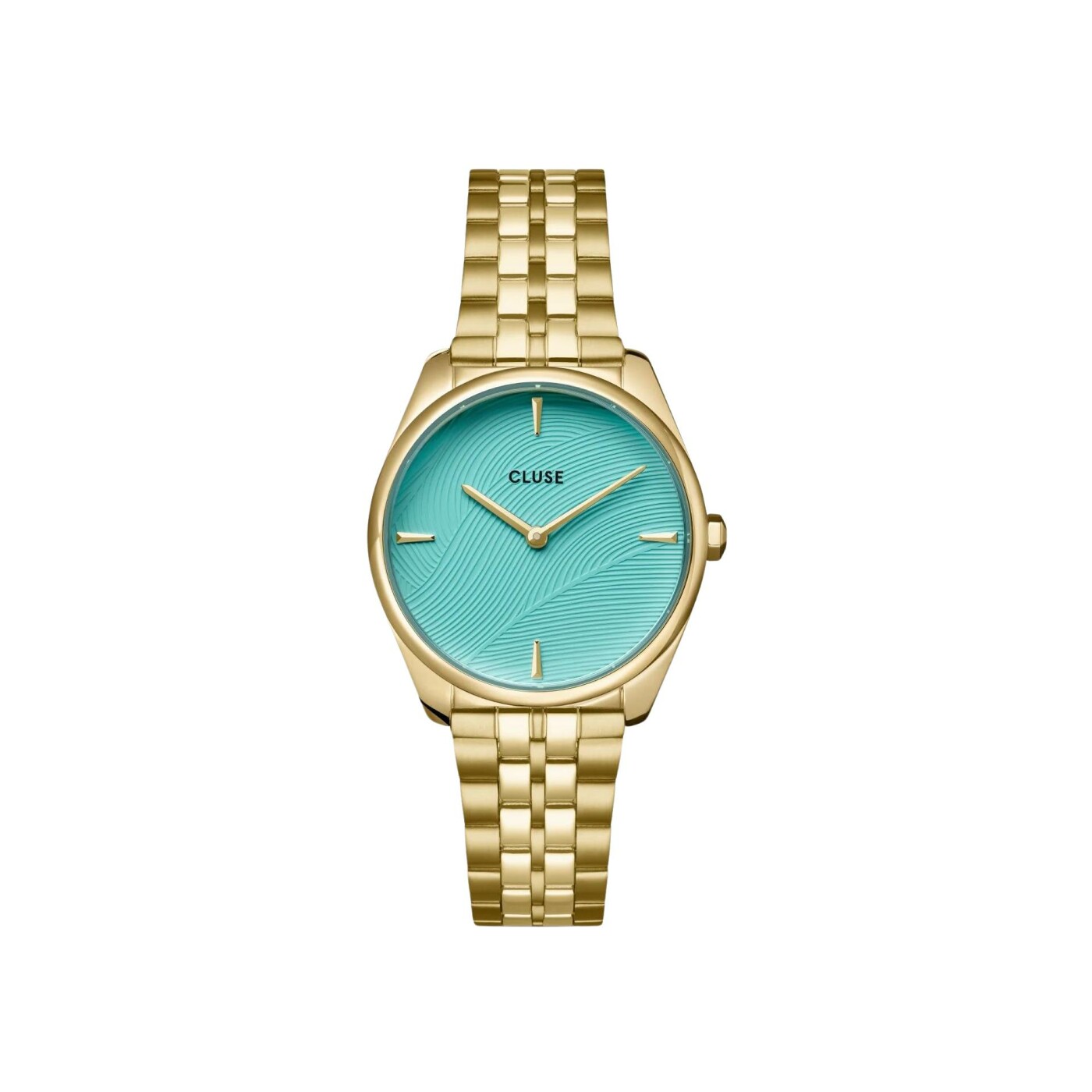 Montre Cluse Féroce Petite Steel, Leaf Texture Pool Blue, Gold Colour