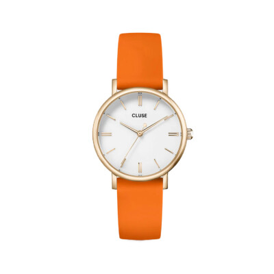 Montre Cluse Pavane Petite Silicone Orange, Gold