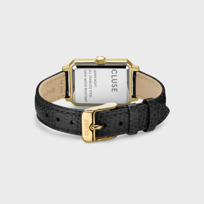 Montre Cluse Fluette Leather Black Lizard, Gold