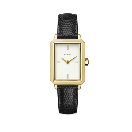 Montre Cluse Fluette Leather Black Lizard, Gold