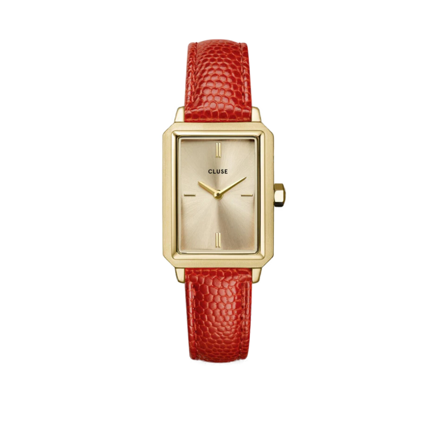 Montre Cluse Fluette Leather Coral Lizard, Gold