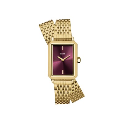 Montre Cluse Fluette Watch Double Steel, Wine, Gold Colour