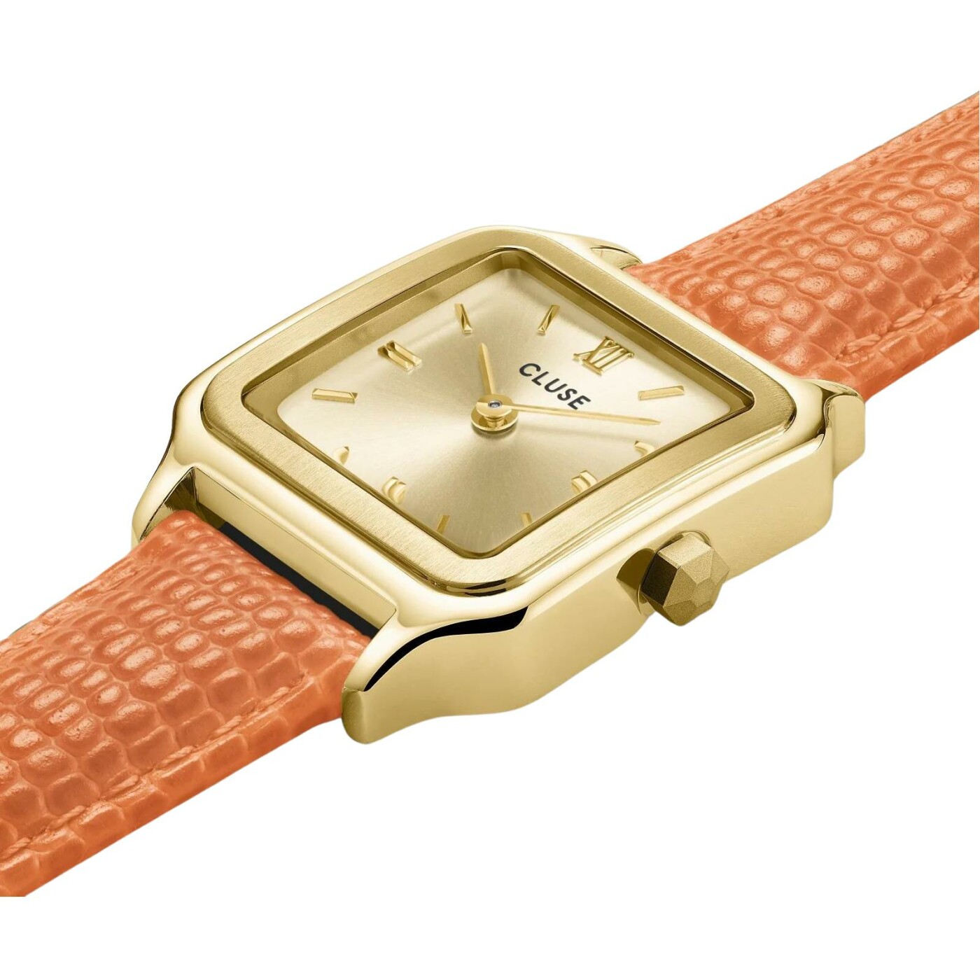 Montre Cluse Gracieuse Petite Leather, Apricot Lizard, Gold Colour