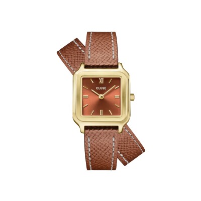 Montre Cluse Gracieuse Petite Double Leather, Nutshell, Gold Colour