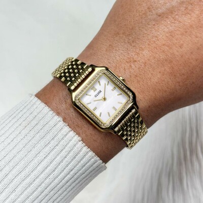 Montre Cluse Gracieuse Petite Watch Steel, Glass Pearls, White, Gold Colour