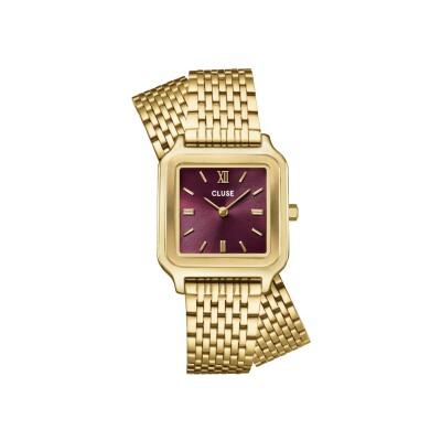 Montre Cluse Gracieuse Watch Double Steel, Wine, Gold Colour