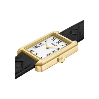 Montre Cluse Belisenna Watch Leather, Black Quilted, Gold Colour