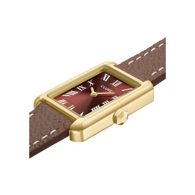 Montre Cluse Belisenna Watch Double Leather, Mocha, Gold Colour