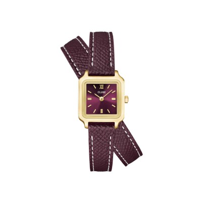Montre Cluse Gracieuse Mini Watch Double Leather, Wine, Gold Colour