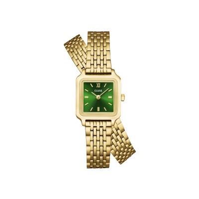 Montre Cluse Gracieuse Mini Watch Double Steel, Forest Green, Gold Colour