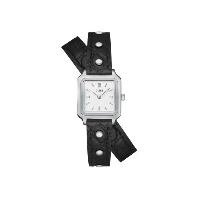 Montre Cluse Gracieuse Mini Watch Double Leather Black, Studs, Silver Colour