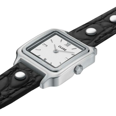 Montre Cluse Gracieuse Mini Watch Double Leather Black, Studs, Silver Colour
