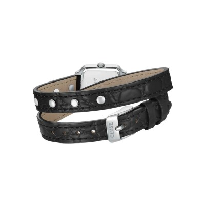 Montre Cluse Gracieuse Mini Watch Double Leather Black, Studs, Silver Colour