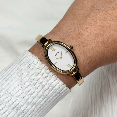 Montre Cluse L'Ovale Watch Steel, White, Gold Colour