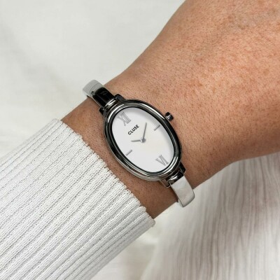 Montre Cluse L'Ovale Watch Steel, White, Silver Colour