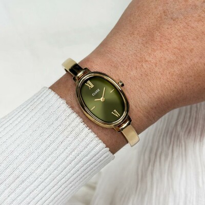 Montre Cluse L'Ovale Watch Steel, Olive, Gold Colour