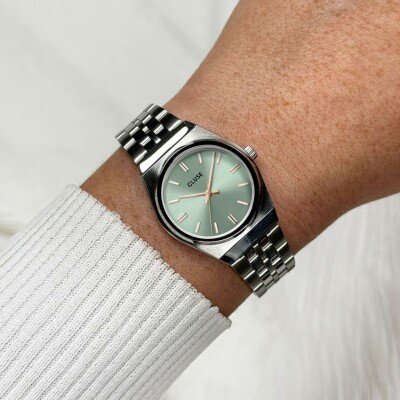 Montre Cluse Retro 70s Mini Watch Steel, Sage Green, Silver Colour