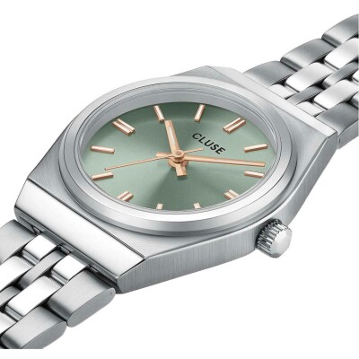 Montre Cluse Retro 70s Mini Watch Steel, Sage Green, Silver Colour