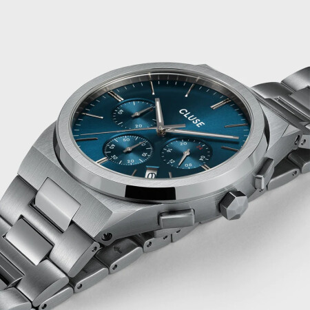 Montre Cluse Vigoureux Chrono Steel Blue, Silver