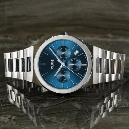 Montre Cluse Vigoureux Chrono Steel Blue, Silver