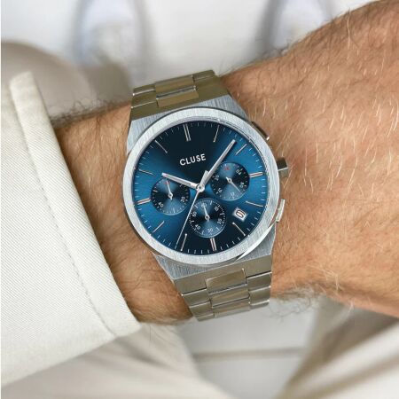 Montre Cluse Vigoureux Chrono Steel Blue, Silver