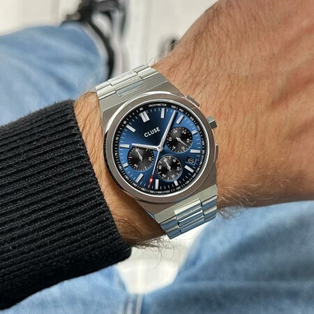 Montre Cluse Vigoureux Chrono Steel Dark Blue, Silver Colour