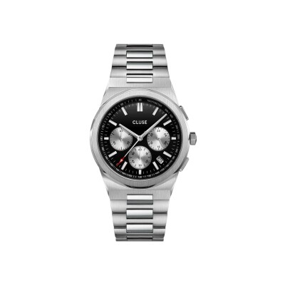 Montre Cluse Vigoureux Chrono Steel Black and Silver, Silver Colour