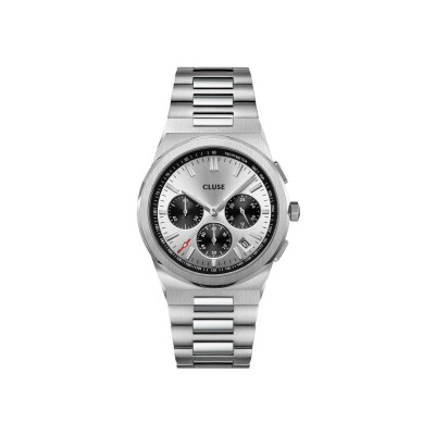 Montre Cluse Vigoureux Chrono Steel Silver and Black, Silver Colour