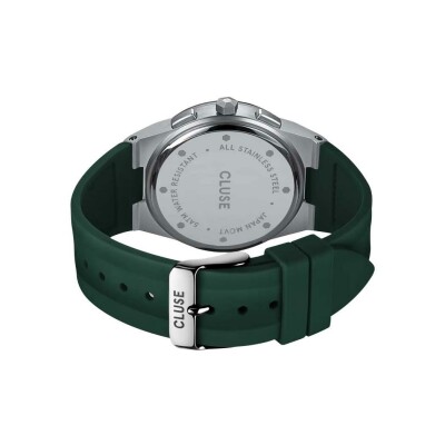 Montre Cluse Vigoureux Chrono Watch Silicone Green, Silver Colour