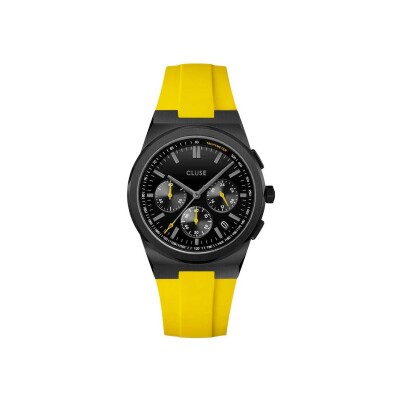 Montre Cluse Vigoureux Chrono Watch Silicone Yellow, Black Colour
