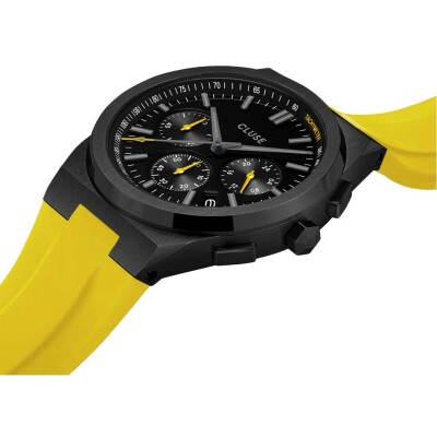 Montre Cluse Vigoureux Chrono Watch Silicone Yellow, Black Colour
