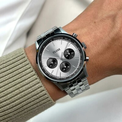 Montre Cluse Anthéor Multifunction Watch Steel, Black, Silver Colour