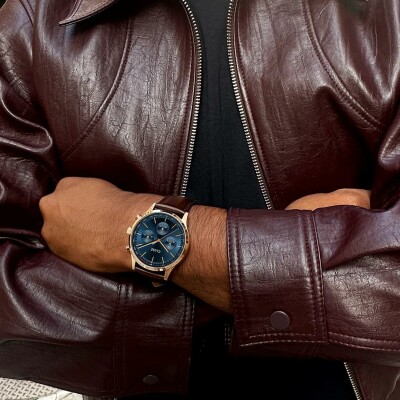 Montre Cluse Anthéor Multifunction Watch Leather Blue, Rose Gold Colour