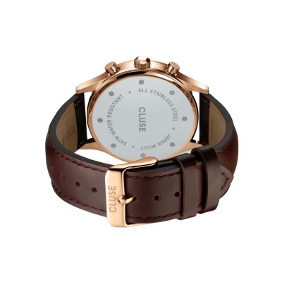 Montre Cluse Anthéor Multifunction Watch Leather Blue, Rose Gold Colour