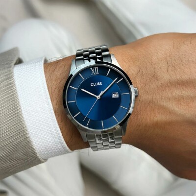 Montre Cluse Aravis 3-Hand Watch Steel, Blue, Silver Colour