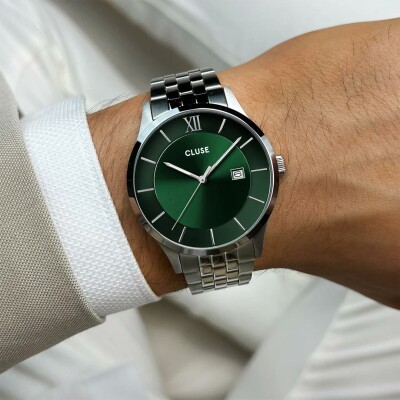 Montre Cluse Aravis 3-Hand Watch Steel, Green, Silver Colour