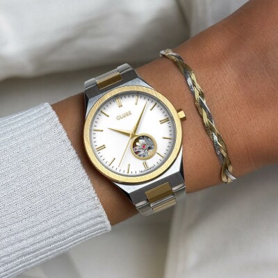 Montre Cluse Vigoureux 33 Watch Steel, White, Two-Tone