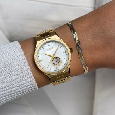 Montre Cluse Vigoureux 33 Watch Steel, White MOP, Gold Colour